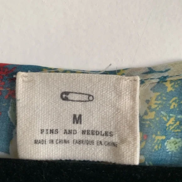 Urban Outfitters Pins and Needles Teal Floral Sheer Blouse size Medium EUC - Picture 4 of 5